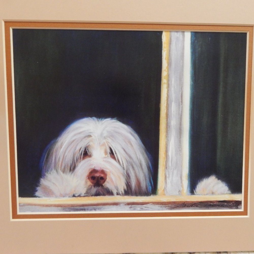 11 X 14 DBL MATTED PRINT OF DOG BY SANDRA TROWER